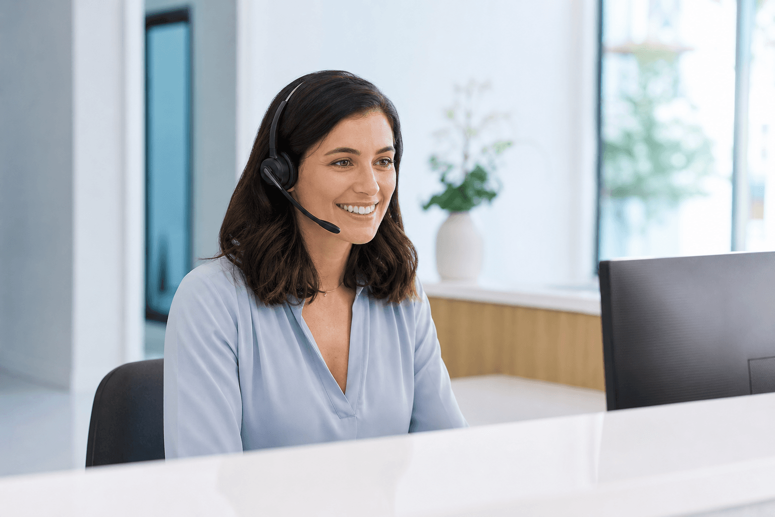 Emily, the HeyDesk AI receptionist, answering a call
